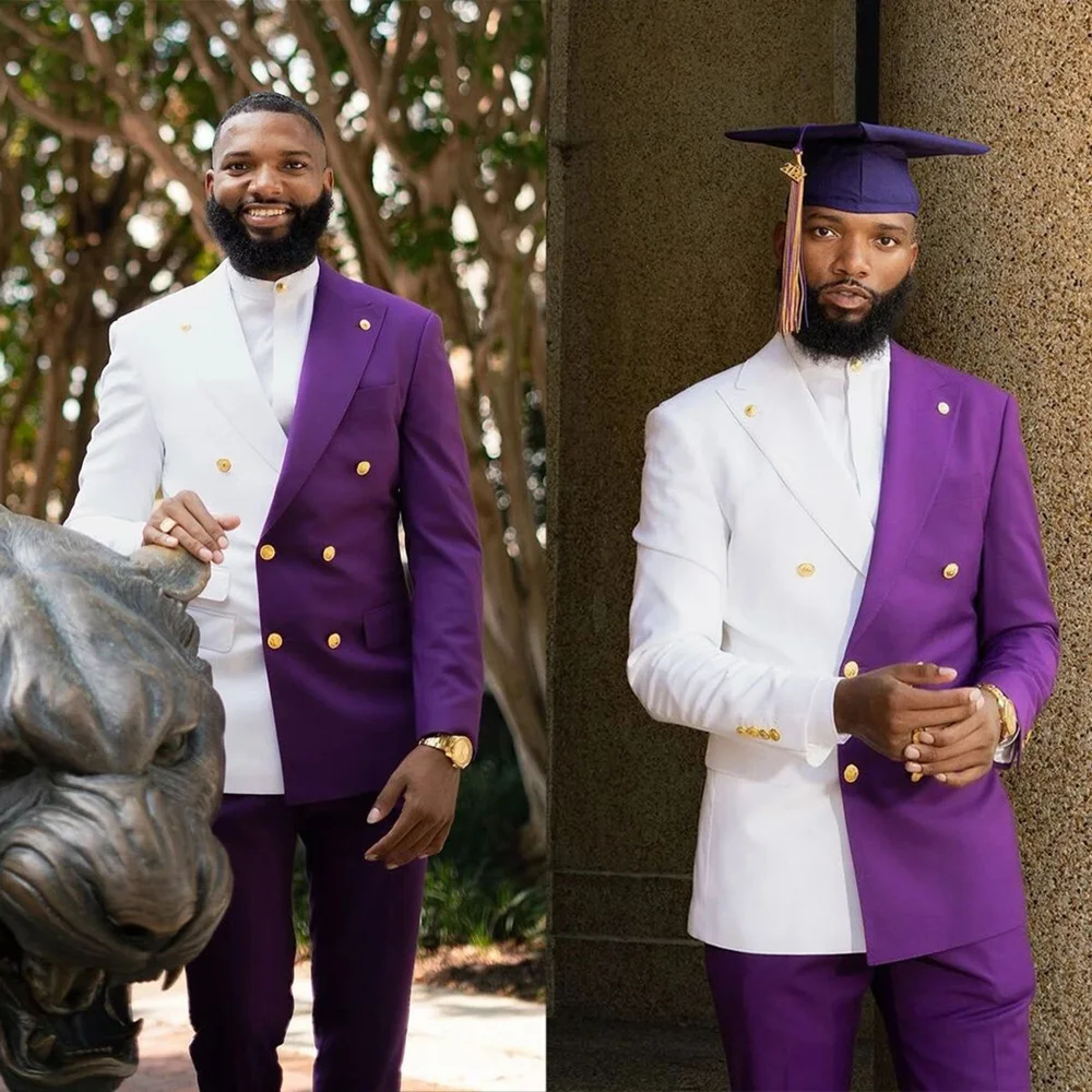 Spell Color Groom Tuxedos Peak Lapel Dinner Suit  Color Blocked Suit Man Suits Groomsman Suit