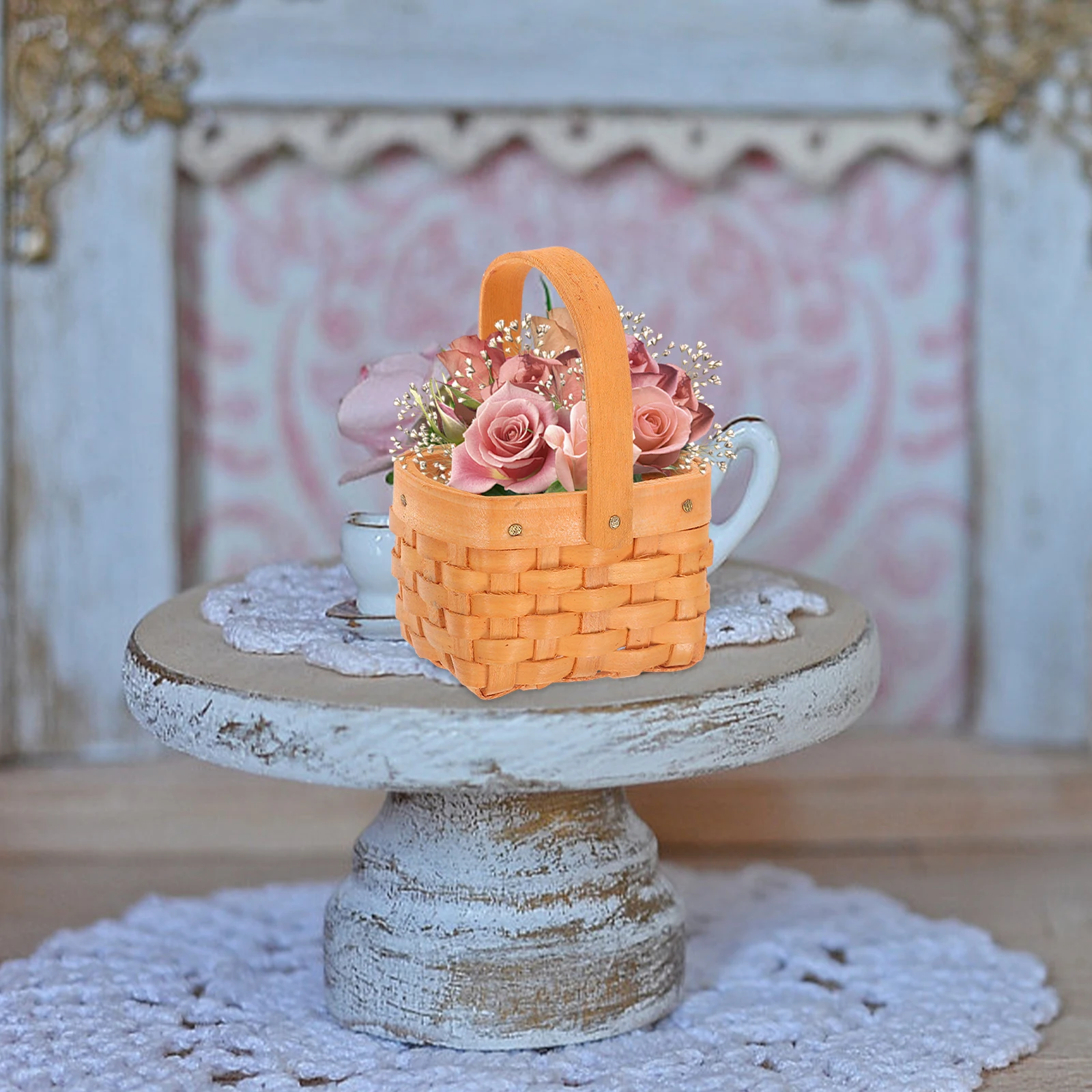 

2Pcs Decorative Mini Flower Storage Basket Wedding Favors Candy Holder Cute Organizers