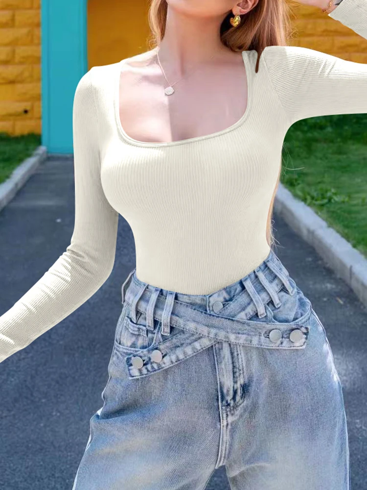 

OQQ женский быстросохнущий укороченный топ для спортзала, спортивный костюм для бега и тренировок, спортивная рубашка с длинными рукавами, одежда для йоги