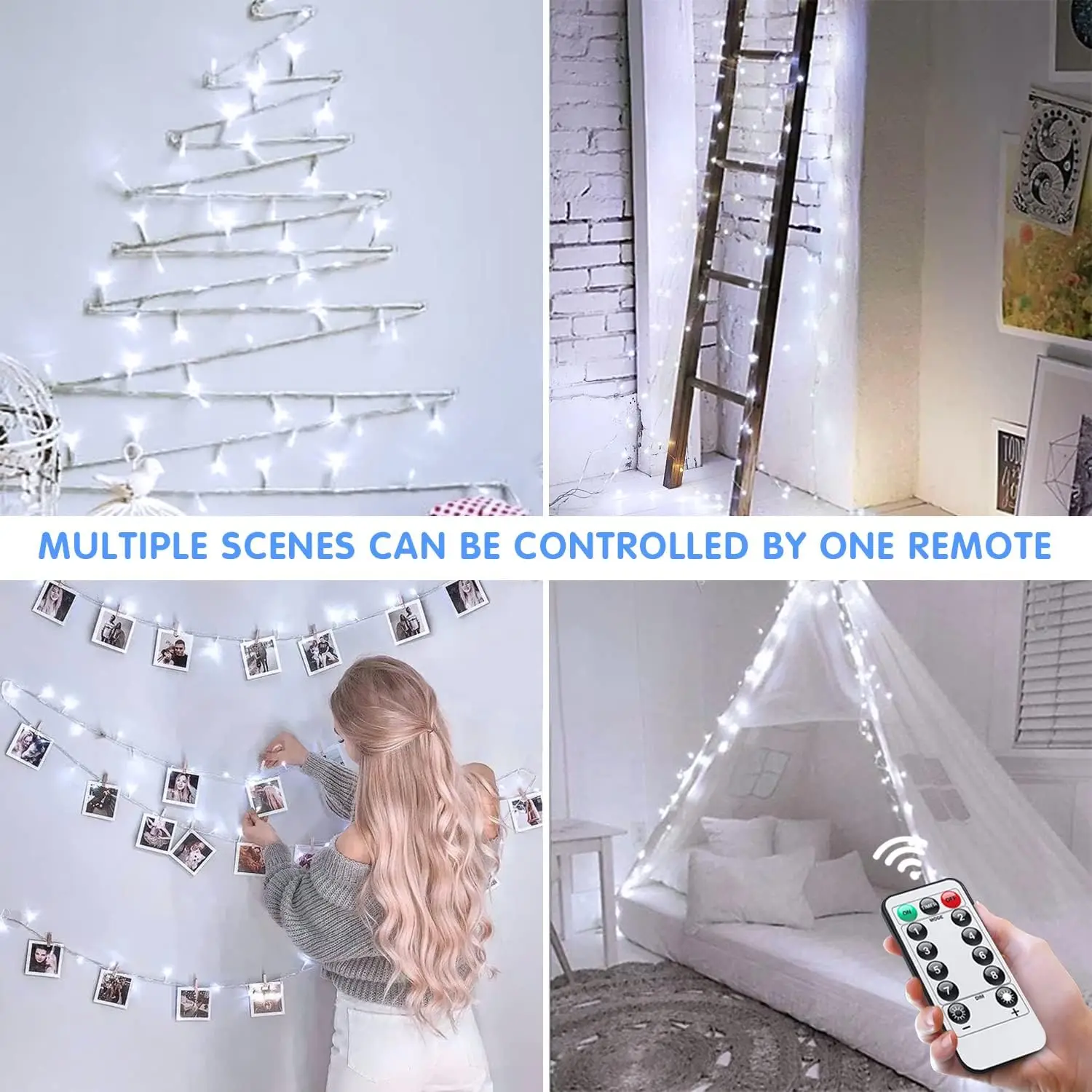 8 Modes Remote 80 LED Christmas Lights Outdoor Battery Power String Lights Waterproof Twinkle Fairy Mini Lights with Indoor
