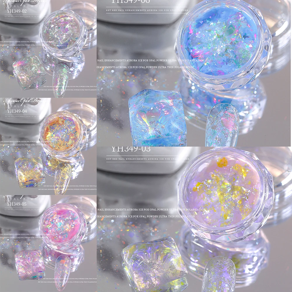 

Aurora Crystal Irregular Opal Flakes Nail Powder for Nails Professional DIY Manicure Decoration Holographic Opal Powder