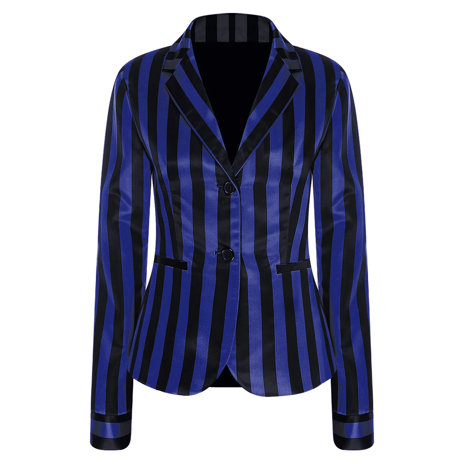 

Women Striped Suit Blazer Notch Lapel V Neck Front Button-down Long Sleeve Jackets Outerwear for Party Commute Office Lady