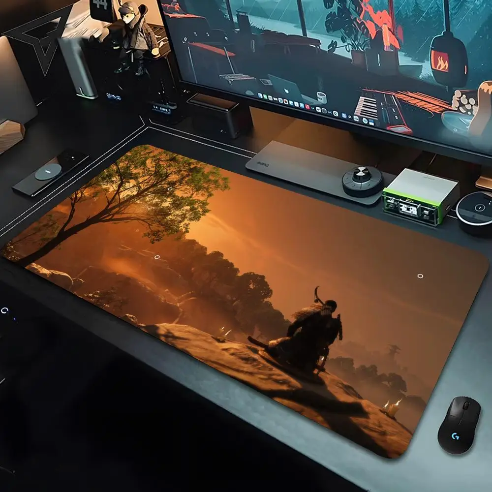 G-Ghost of T-Tsushima creative method Mouse Pad Lockedge Office Computer Desk Mat Table Keyboard Big Mouse Pad Laptop Cushion