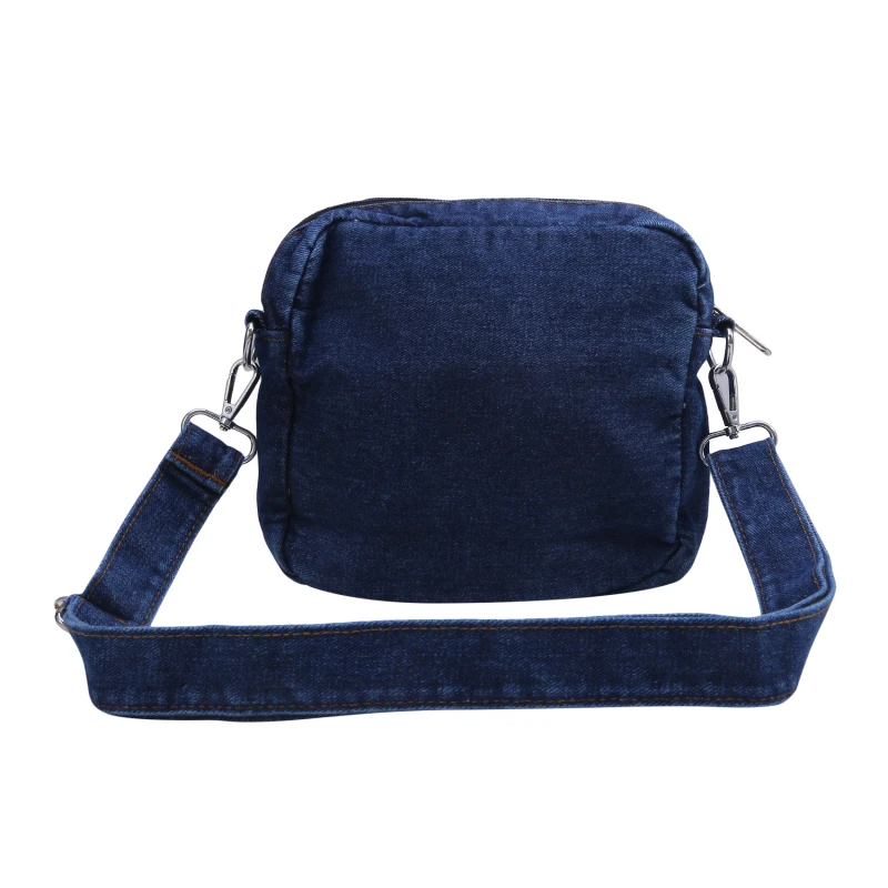 Lady Small Vintage Denim Fabric Messenger Bag Women Jean Sling Shoulder Crossbody College Girls Denim Bag