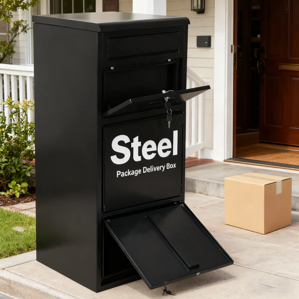 

Package Delivery Box with Lockable Secure Anti-Theft Parcel Drop Boxes Waterproof Package Drop Container for Porch House Curbsid