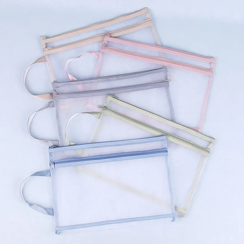 10pcs Multi Functional A4 File Package Paper Clip Storage Bag Clipboard Folder Office Supplies Large Capacity File Zipper Bag