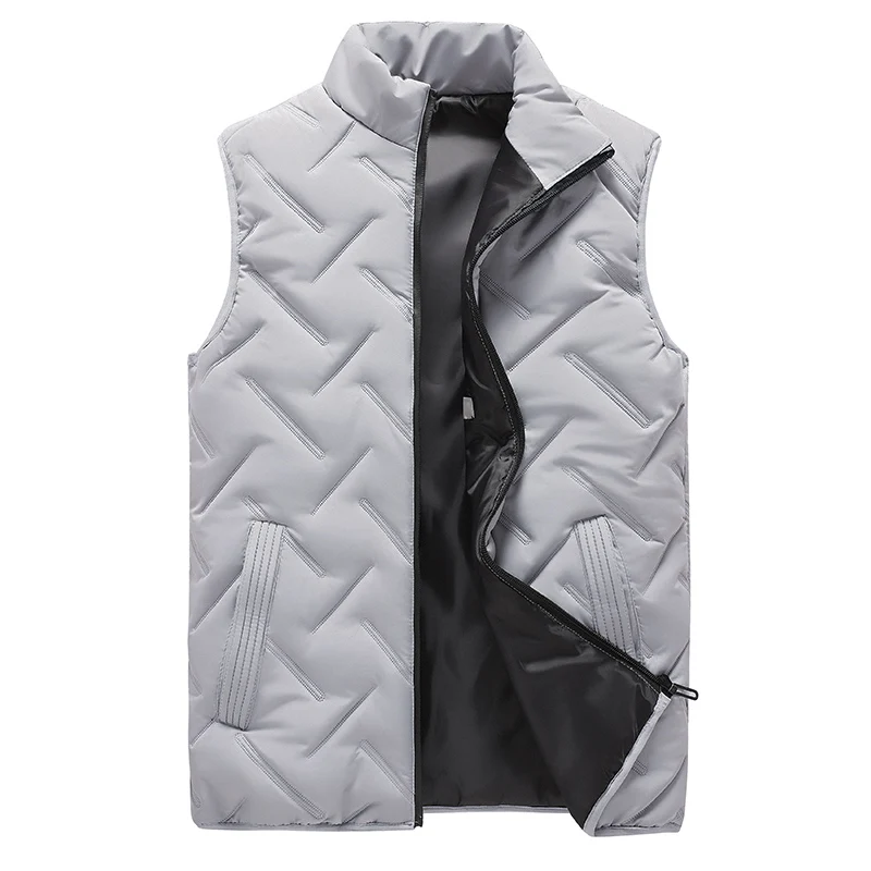 2022 Autumn Winter New Men Cotton Vest Jacket Solid Color Sleeveless Down Waistcoat Jacket Male Casual Vest Coat Plus Size 5XL