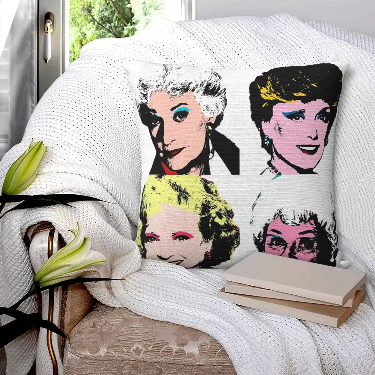 

Golden Warhol Girls Square Pillowcase Pillow Cover Polyester Cushion Decor Comfort Throw Pillow for Home Sofa