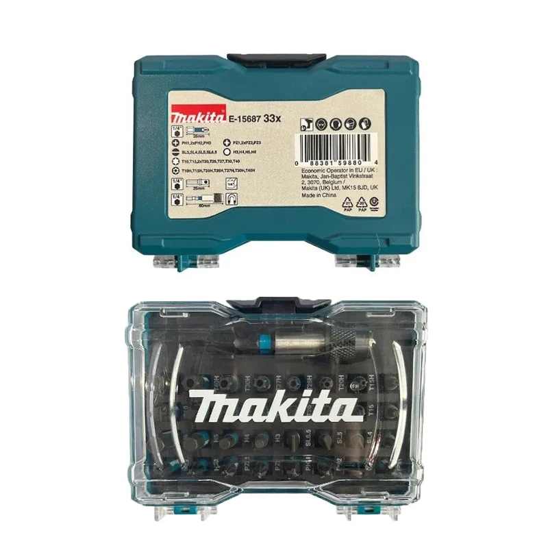 Imagem -05 - Makita E15687 Impact Grupo Brocas Parafuso Chave de Fenda Hex 14 Chave de Fenda Bits Grupo Acessório da Ferramenta Elétrica 33 Pcs