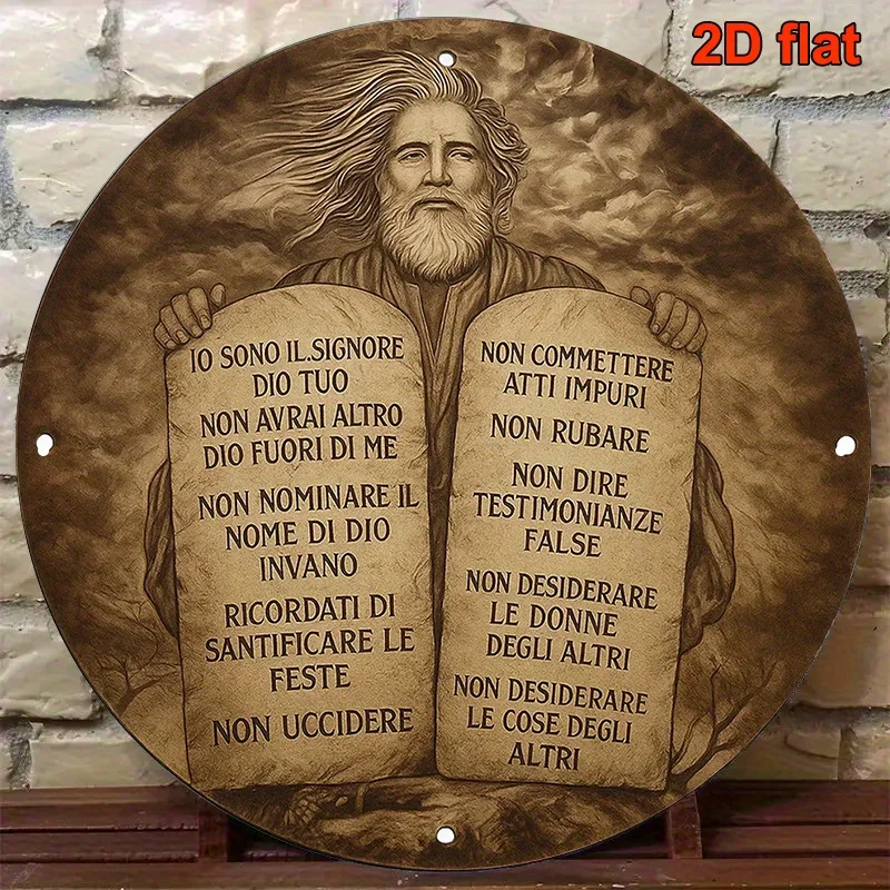 CIFBUY Vintage Italian Moses 10 Commandments Aluminum Wall Art Waterproof Rustproof Metal Decor for Home Church Office