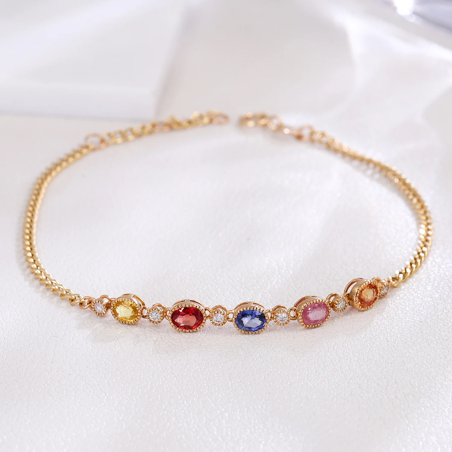 

Модный браслет в стиле прованс, 18-каратное золото, лабораторные драгоценные камни, 17 см, повседневный модный красочный браслет для женщин, юбилейная девушка, рождественские подарки