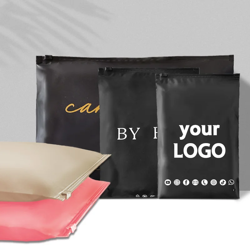 10 custom frosted zipper bags suitable for clothing, wigs, packaging products, and can be printed with corporate logos