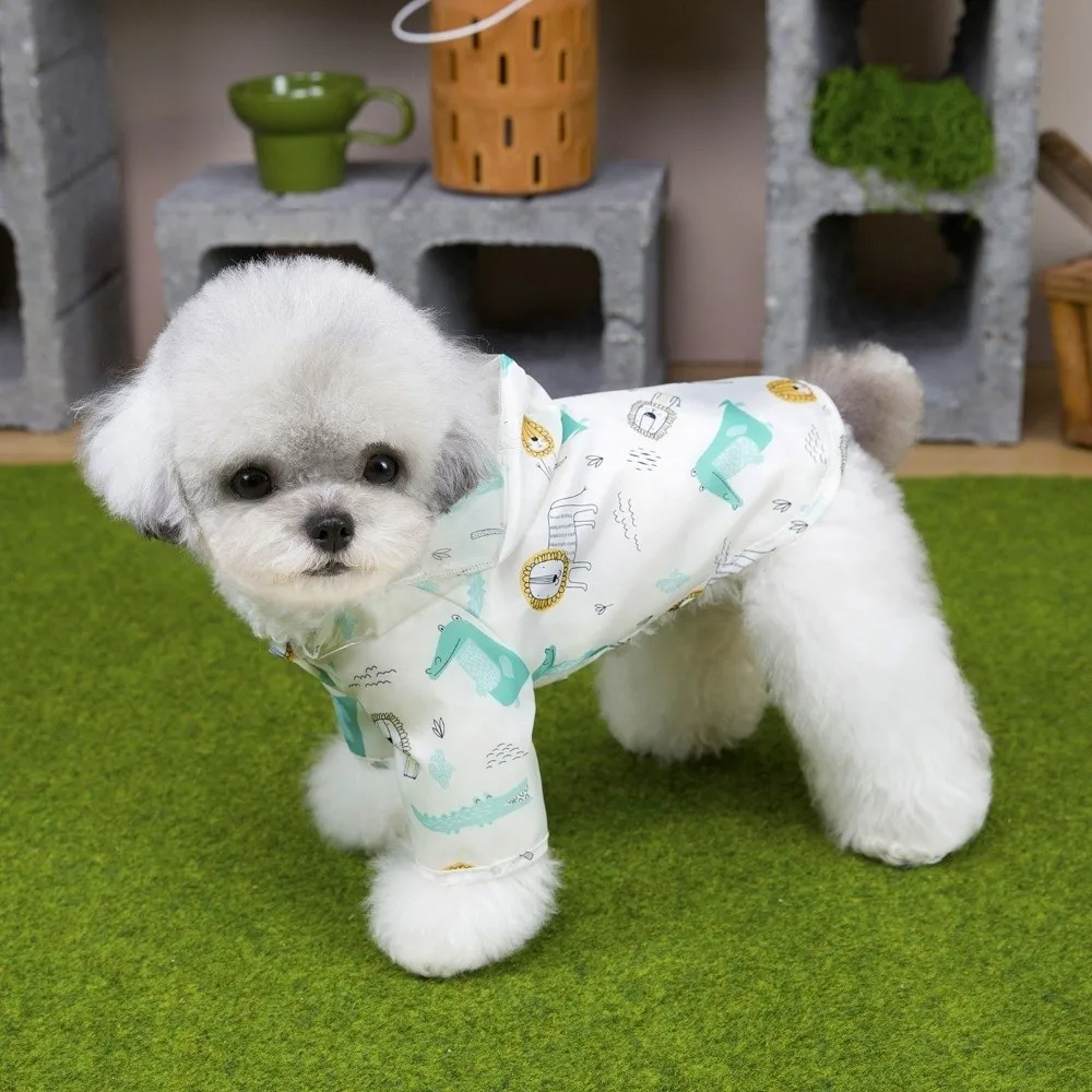 Pet Clothing Cartoon Bee Print Dog Hooded Raincoat Light Thin PVC Puppy Rain Poncho with D-ring Pet Waterproof Cloak Outdoor