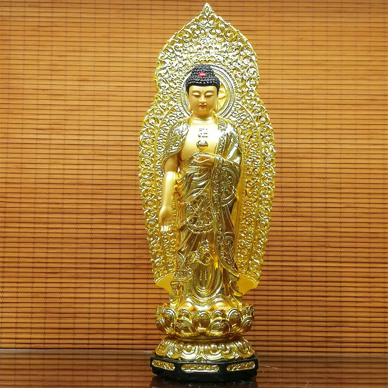 A set 3PCS HOME shrine protection Buddhism XI FANG SANSHENG Standing Guan yin Amitabha Mahasthamaprapta Buddha statue Large 38CM