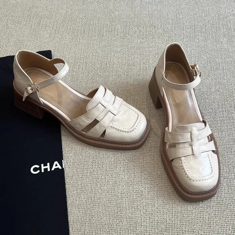 

Women Shoes Closed Toe Women Sandals Fashion Buckle Strap Office and Career Summer Cover Heel Heeled Sandals Comfortable