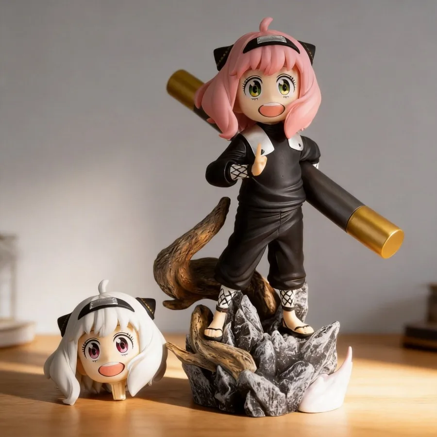 

Anime Anya Forger 18cm Double Head Sculpture Cosplay Action Figure PVC Anime Collectible Gift
