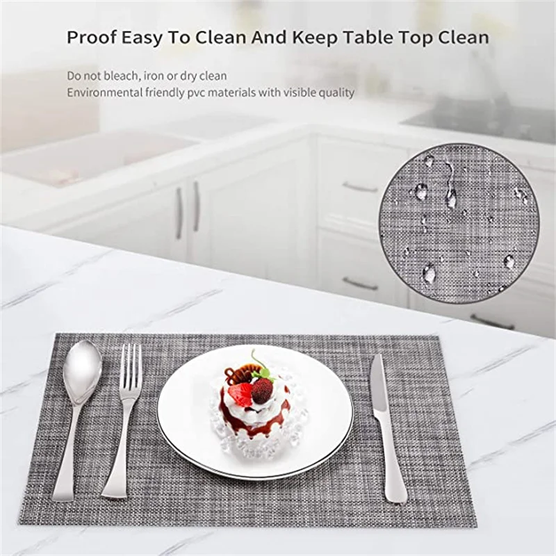 Set of 4 Placemats Non-Slip Heat Insulation Dining Table Portable Place Mats