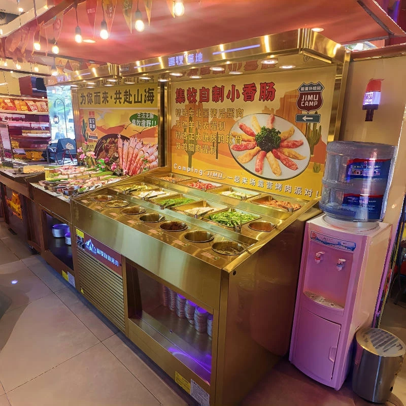 Luxury Gold-Toned Advanced Spray Display Fridge - Tailor-Made For Sliced Beef And Premium Meats In Buffet Settings