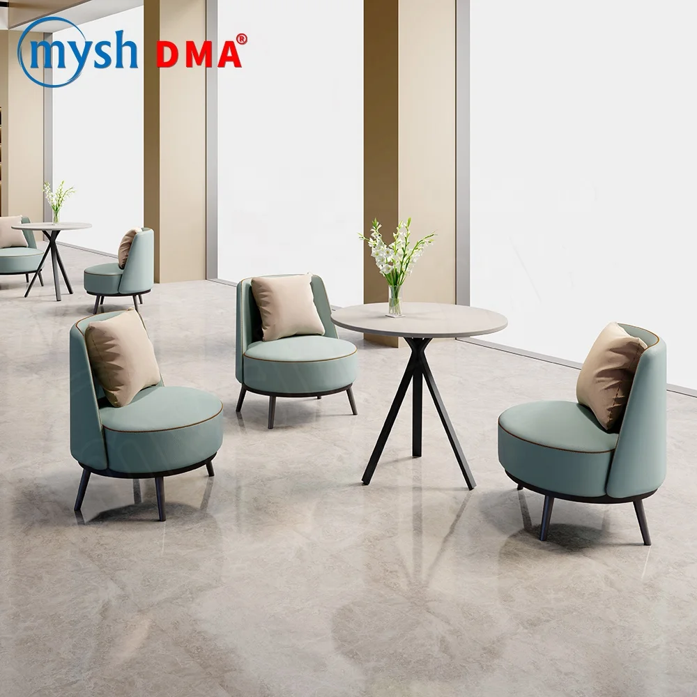 Modern Creative Design Wave-Shaped Small Sofa Light Blue PU Leather Modular Combination Set For Home Office Hotel Living Room