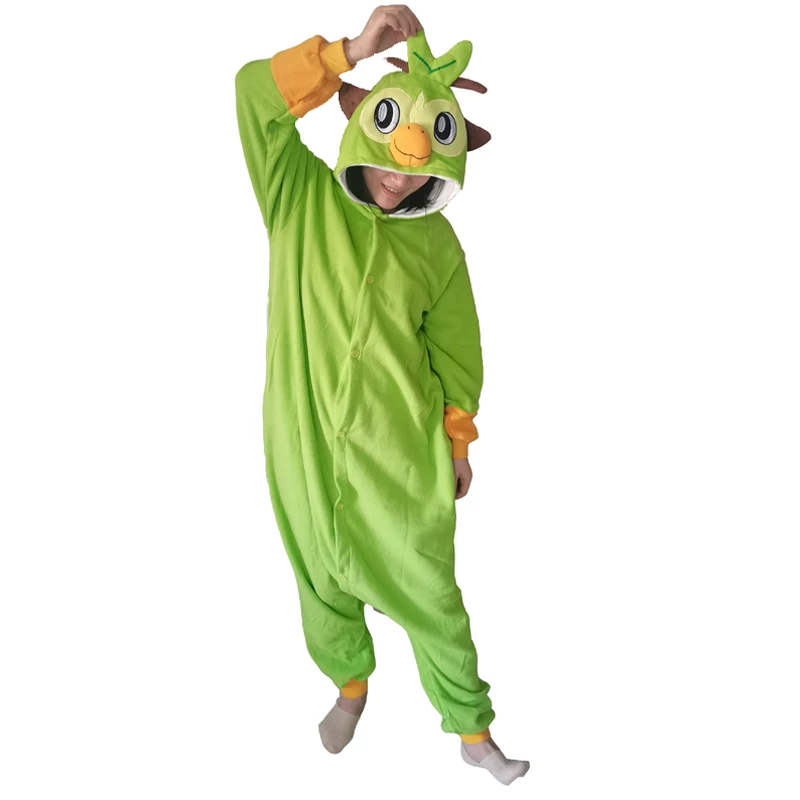 Grookey Onesie Cosplay Costume Fleece Pajamas Halloween One-Piece Kigurumi Full Body Pijama Anime Christmas Winter Sleepwear