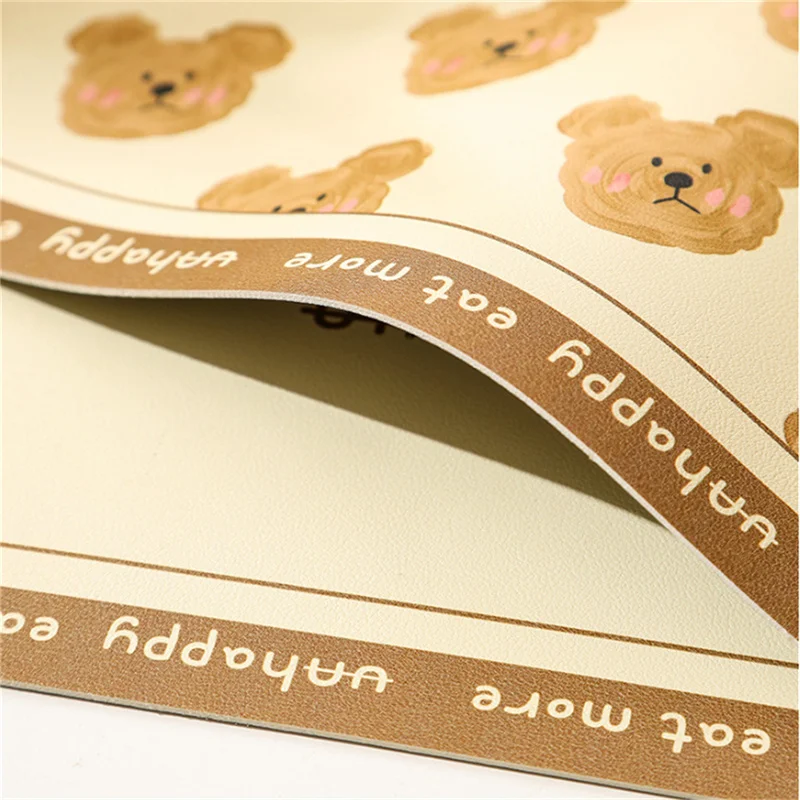Cartoon Bär Leder Mahlzeit Tischset Ins Wind PU Isolierung Matte Premium Licht Luxus Westlichen Lebensmittel Abendessen Wasserdichte Desktop Pad – Detail 5