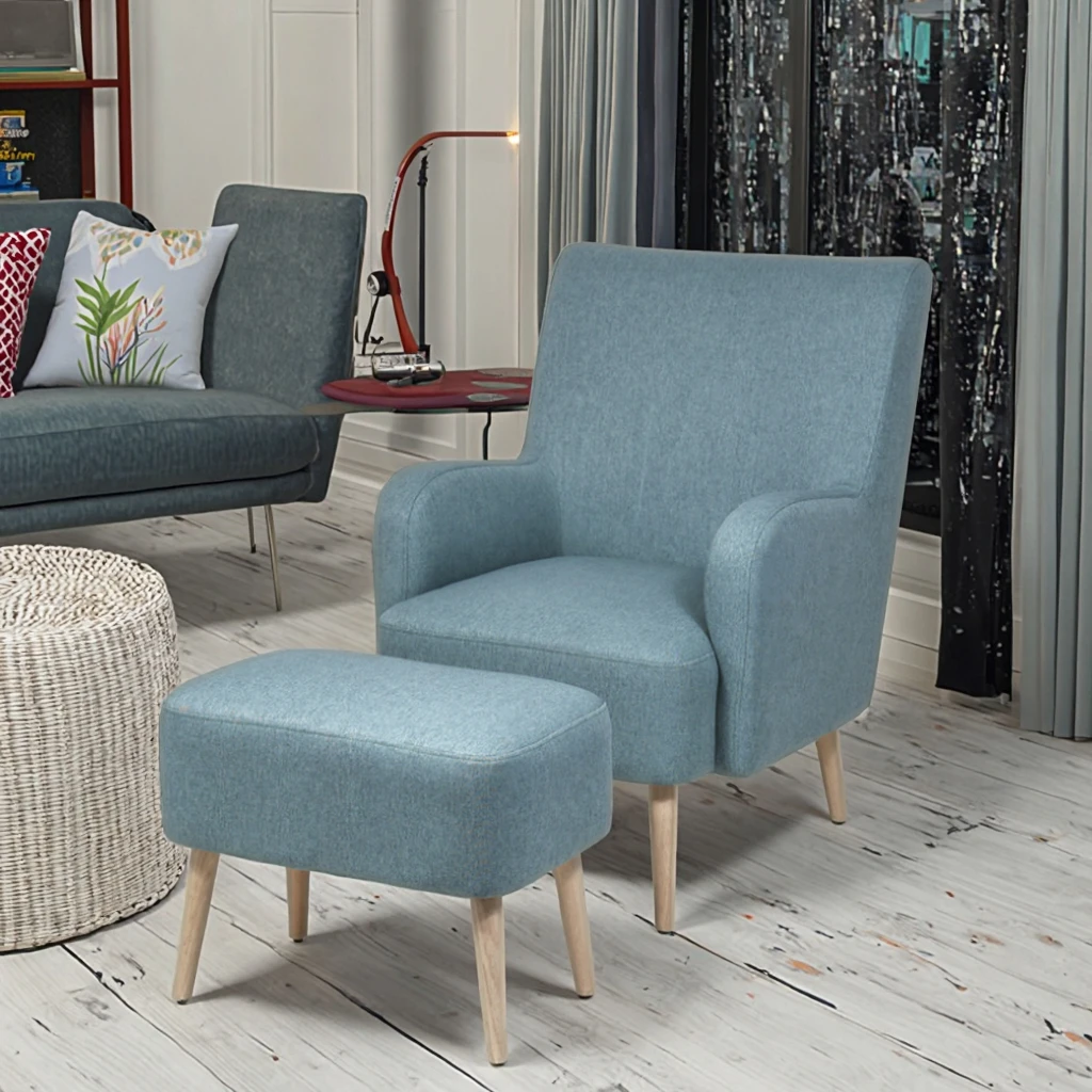 Stylish Fabric Leisure Chair with Elegant Wooden Legs for Living Room Sofa Chair