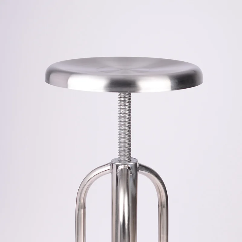 

Bar chair, stainless steel seat, spiral lifting circular stool, three legged chair, experimental stool, office stool