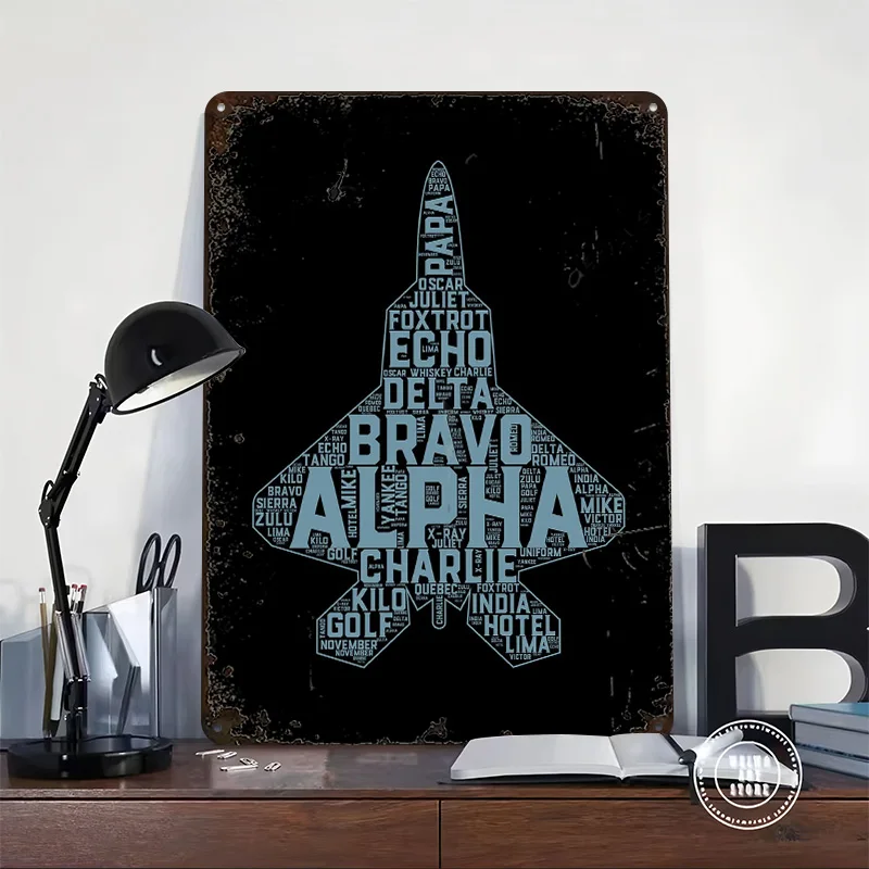 Full Phonetic Alphabet Printed Posters Customizable Wall Art Retro Vintage Metal Tin Signs for Home Room Bathroom Decor Items
