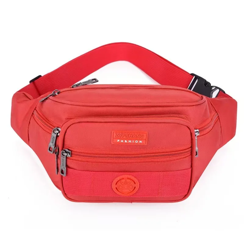 Pria dan wanita bersepeda lari dekat tas pinggang tahan aus kain Oxford tas dada gunung