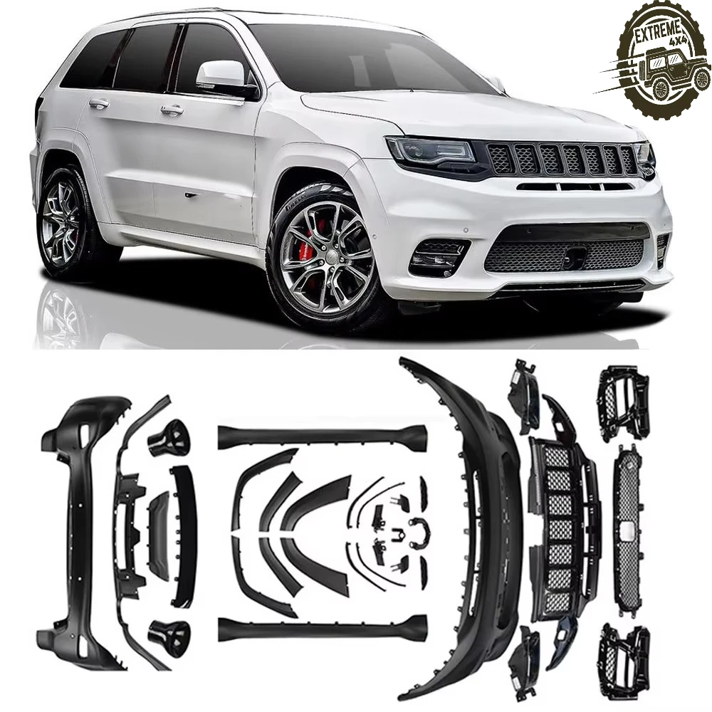 

New Style Upgrade Body Kit Auto Parts Front Rear Complete Bumper Kit with Hood for Grand Cherokee SRT8 2017-2020