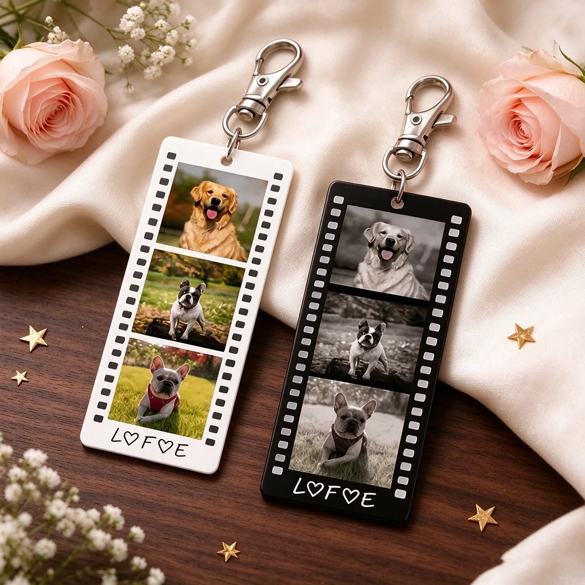 1PC Custom Photo Strip Acrylic Keychain, Personalized Film Strip Photo Keyring, Couple Keepsake, Perfect for Anniversary & Valen