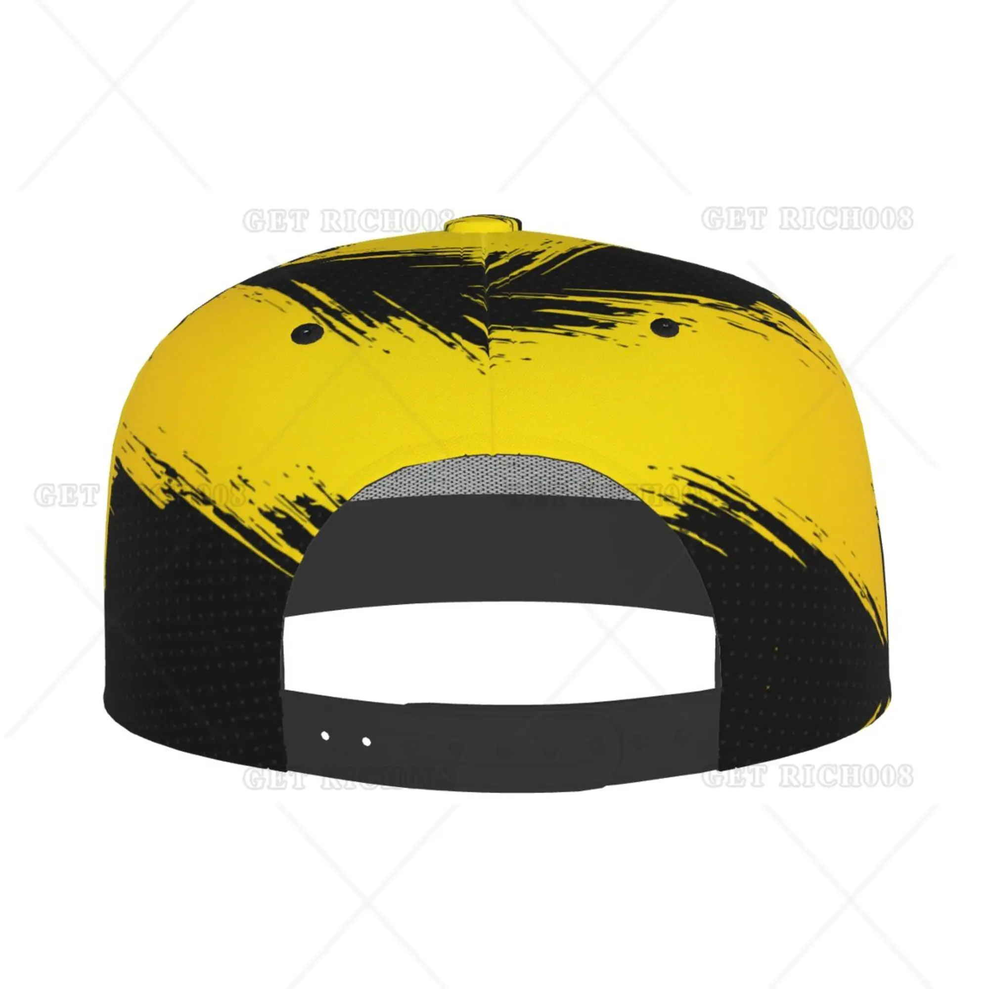 Yellow and Black Brush Baseball Cap Flat Brim Hiohop Hat Unisex Adult Adjustable Print One Size Trucker Men Golf Hat