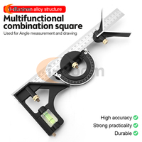 Multifunction Square Angle Ruler High-precision Woodworking Scribing Mark Line Measuring Tools Kit Stainless Steel Durable Level