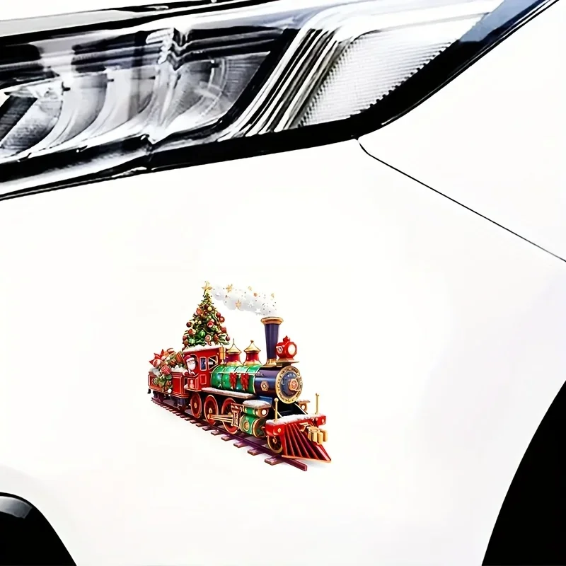 Christmas Train Santa Sticker Red Locomotive Tree Gift Car Truck Window Laptop Holiday Vinyl Decal Christmas Decor 1PC