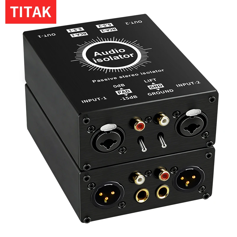 2 Channels Passive Hum Eliminator Box XLR RCA TS TRS Ground Loop Isolator Noise Filter for Audio Equipments Different Audio