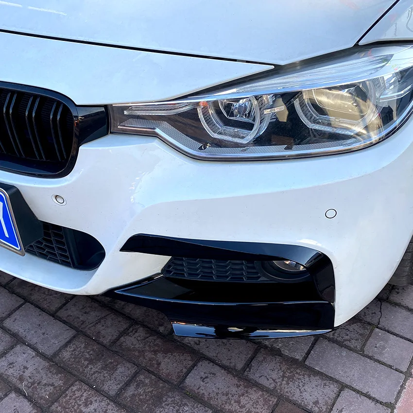 جناح فاصل شفاه المصد الأمامي ، إضاءة جانبية BMW F30 ، F31 ، M Sport ، من من من الخارج ، مصباح الضباب ، فاصل غطاء الحاجب ، جودة عالية