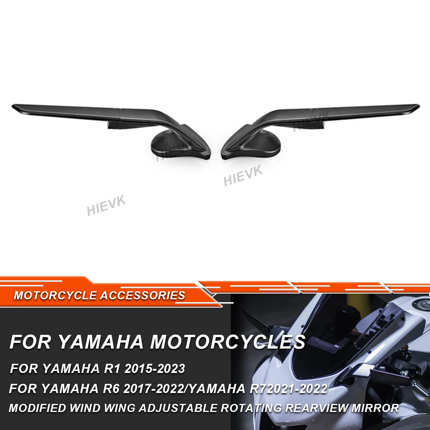 

For Yamaha YZF R1 R6 R7 2015-2023 Motorcycle Side Mirrors Modified Wind Wing Adjustable Rotating Rearview Mirror