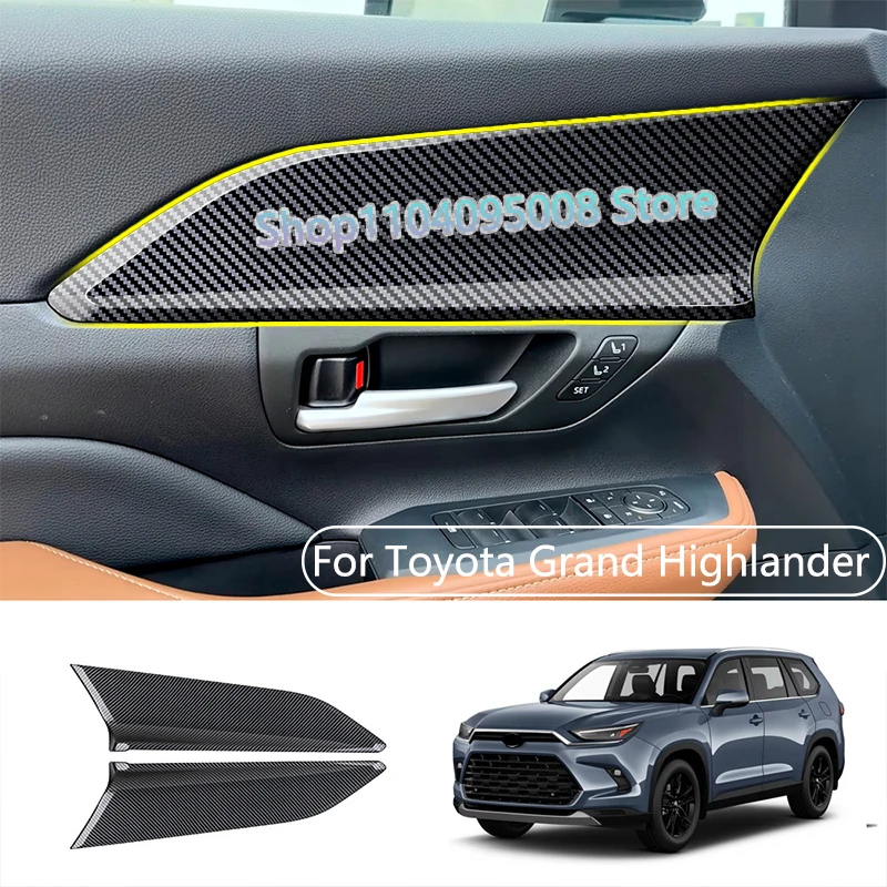 

For Toyota Grand Highlander 2024 2025 Carbon Fiber Car Inner Door Panel Trim Cover Car Door Wood Grain Decorative Strips