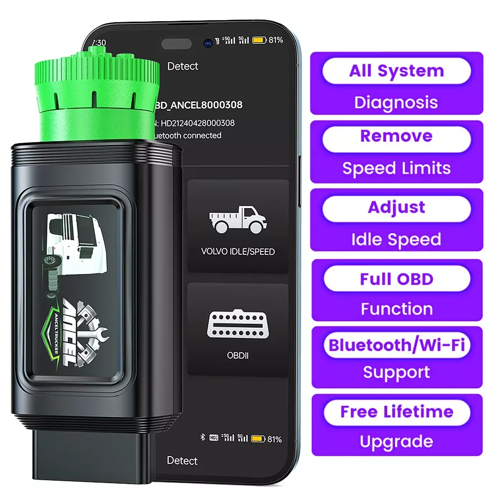 

ANCEL HD210 Diesel HD OBD Сверхмощный сканер грузовиков Инструмент сканирования ограничения скорости сброса холостого хода для Volvo и международного дизельного двигателя
