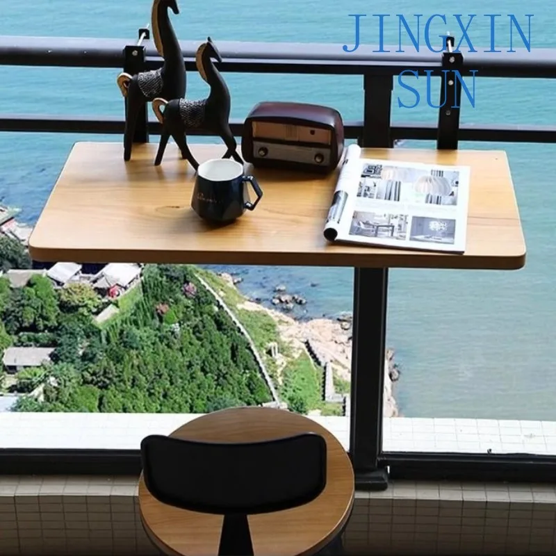 Balcony Railing Hanging Table Wooden Folding Tables Modern Minimalist Liftable Coffee Table LuxuryHome Furniture