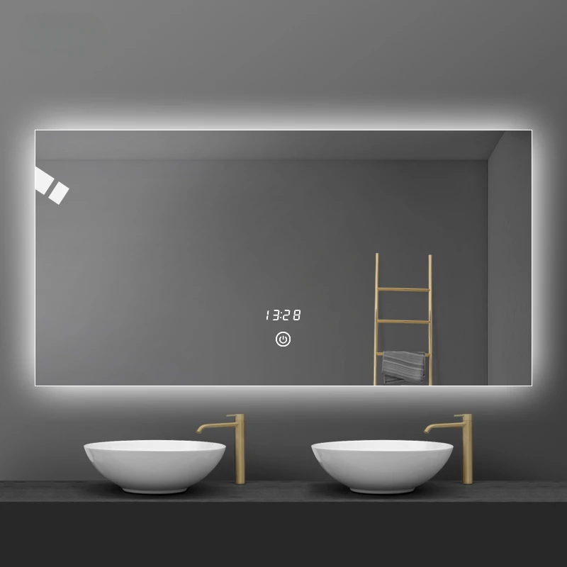 Intelligent anti fog bathroom mirror, touch screen, LED light emitting, bathroom dressing mirror, wall mounted mirror customizat