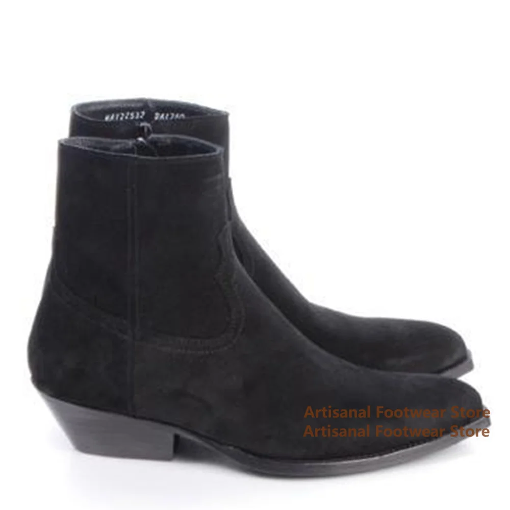 

Side Zipper Chelsea Boots Designer Suede High-Top Men's Booties Stylish Trendy Handmade Fashion Show Height Increased Men Boots