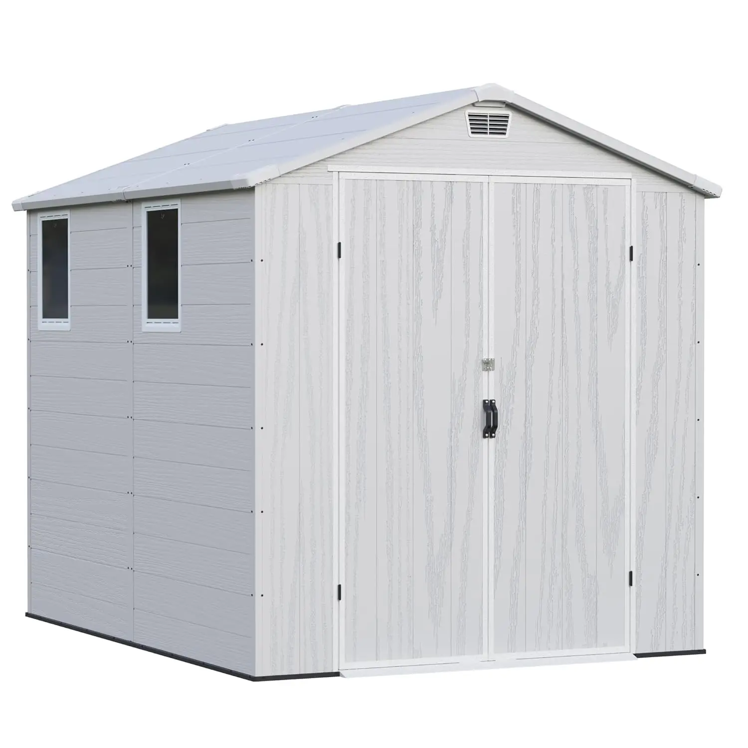 

6x8FT Plastic Outdoor Storage Shed with Floor Lockable Double Door Window Vents Garden Patio Backyard, Custom