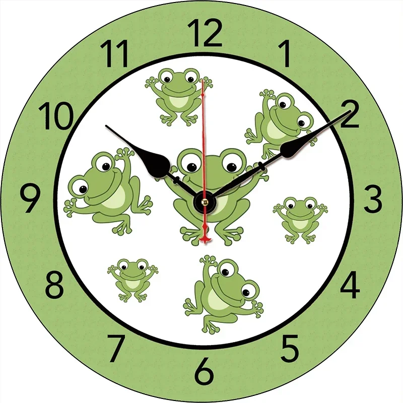 

Cartoon Frog Custom Clock Round Digital Wall Clock Large Silent Clock Family Lovers Friends Gifts Wall Home Bedroom Decorative