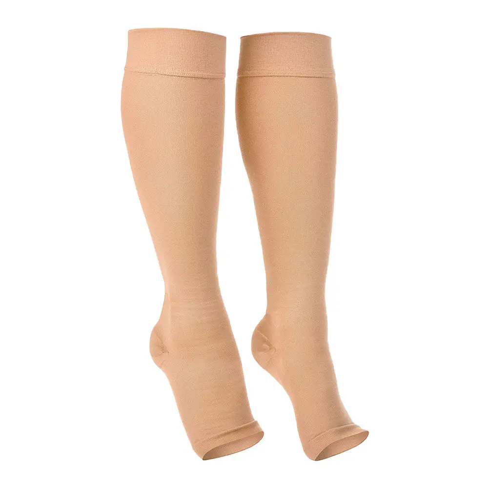1Pair Compression Socks Elastic Calf Stockings Open Toe Knee High Calf Support Sleeve Improve Blood Circulation Sports Socks