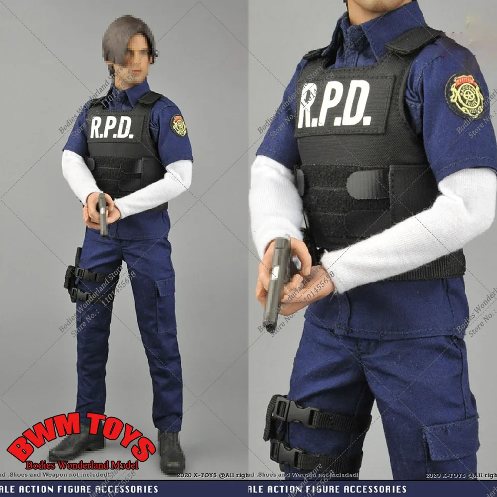 X-TOYS X-024 1/6 Men Soldier Police SWAT Patrol Clothes Bulletproof Vest R.P.D Inspection Costume Set For 12