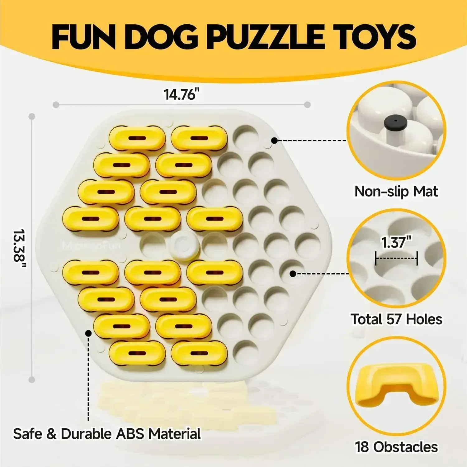 Mewoofun Honeycomb Shaped Interactive Dog Puzzle Toys Slow Feeder Training Game Food Dispenser Slow Eating Pet Dogs Toy