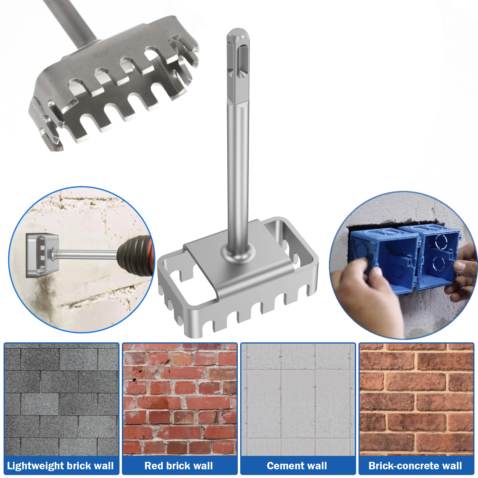 

1/2pcs Square Hole Cutter Manganese Steel Rectangle Slot Cutter Fast Wall Square Hole Puncher for Installing Switch Box Socket
