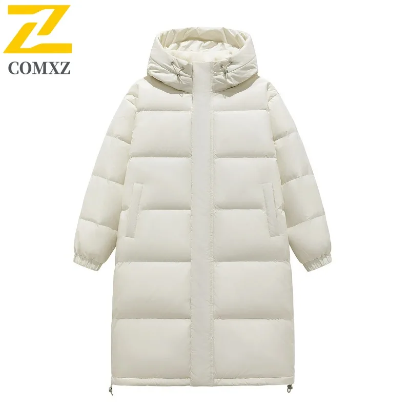 

COMXZ Warm Men's Thick Parker Coat Solid Color Minimalist Fashionable Skiing Puffer Jacket Street Stylish Down Jacket Clothing