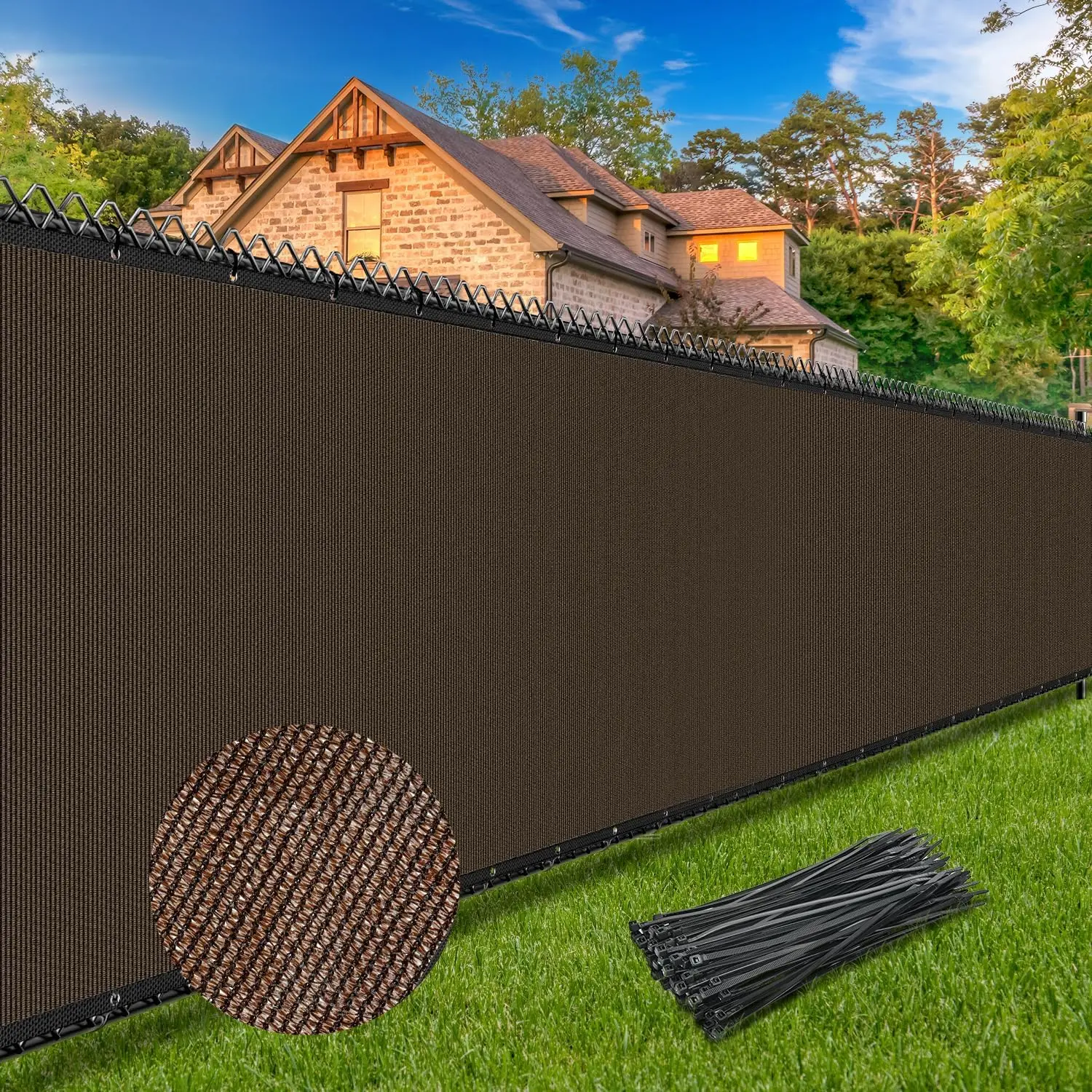 

6FT x 50FT Privacy Fence Cover for Chain Link & Wood, 95% Visibility Block Outdoor Screen, Breathable HDPE Mesh with Grommets